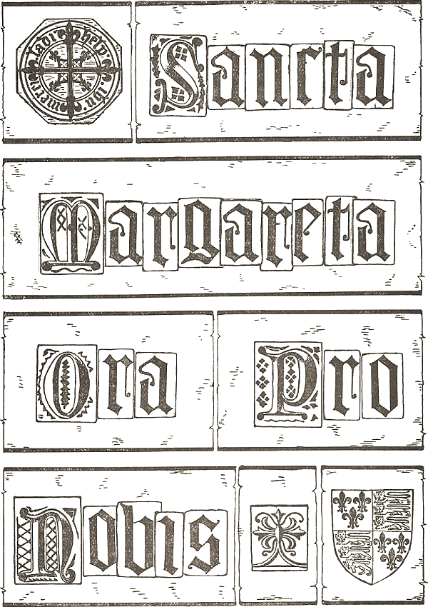 Sharpe's Figure 21 · 7th at Headington · Sancta Margareta Ora Pro Nobis · Saint Margaret pray for us · Brede mark at top left · Click to enlarge